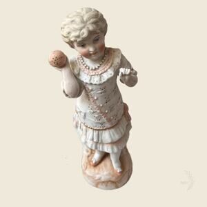 Antique German Bisque Girl Figurine Victorian Child 11 in